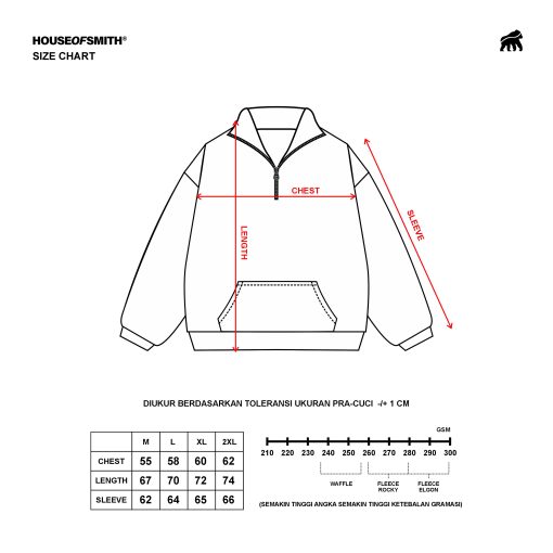House of Smith Jaket Pria - Morzip Jacket Polar Grey - Halfzip - Image 4