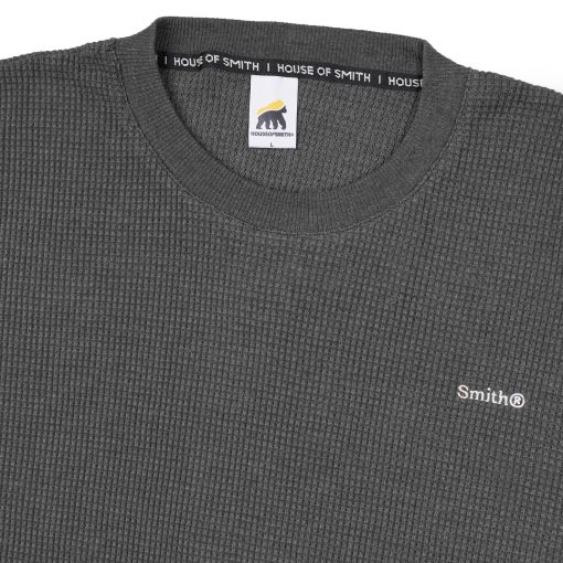 House of Smith Kaos Boxy Pria - Gritte Waffle Knit Boxy Tshirt Heather Grey - Boxy T Shirt - Image 3