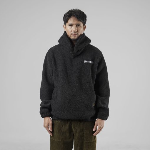 House of Smith Sweater Hoodie Oversize Halfzip Pria - Grin Sherpa Hoodie Oversized Black - Image 5