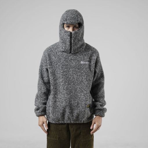 House of Smith Sweater Hoodie Oversize Halfzip Pria - Grin Sherpa Hoodie Oversized Grey - Image 7