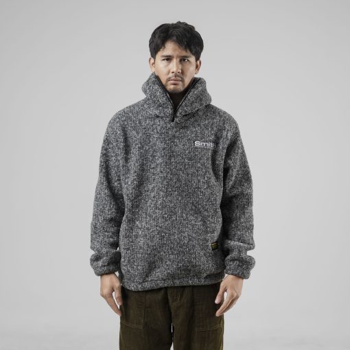 House of Smith Sweater Hoodie Oversize Halfzip Pria - Grin Sherpa Hoodie Oversized Grey - Image 6