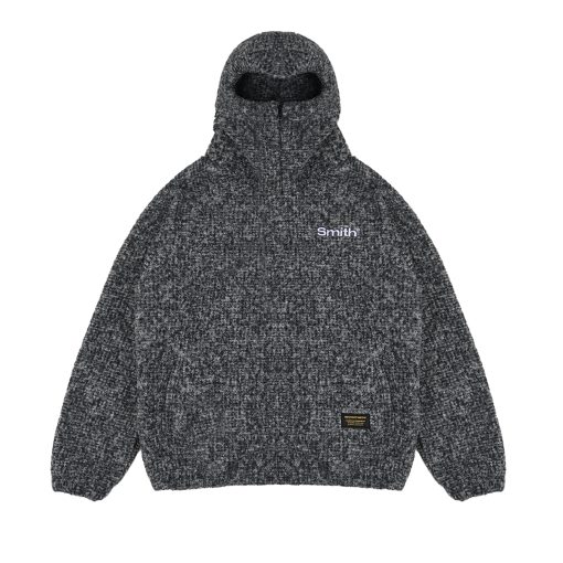 House of Smith Sweater Hoodie Oversize Halfzip Pria - Grin Sherpa Hoodie Oversized Grey