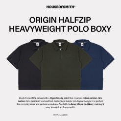 House of Smith Polo Shirt - Origin Halfzip Heavyweight Polo Boxy - Polo Halfzip Boxy Pria