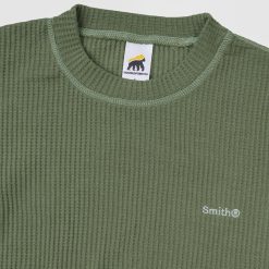 Alternative view of House of Smith Sweater Crewneck Pria - Weave Waffle Knit Ls Dark Dusty Green