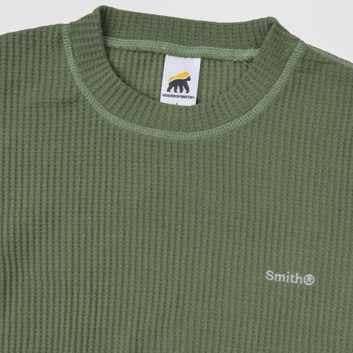 House of Smith Sweater Crewneck Pria - Weave Waffle Knit Ls Dark Dusty Green - Image 2