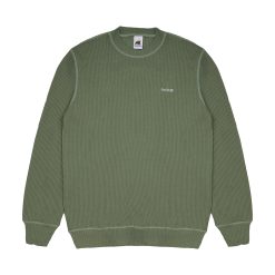 House of Smith Sweater Crewneck Pria - Weave Waffle Knit Ls Dark Dusty Green
