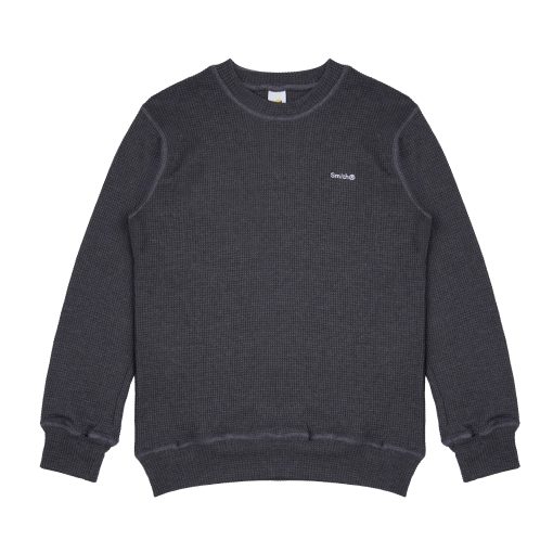 House of Smith Sweater Crewneck Pria - Weave Waffle Knit Ls Dark Grey