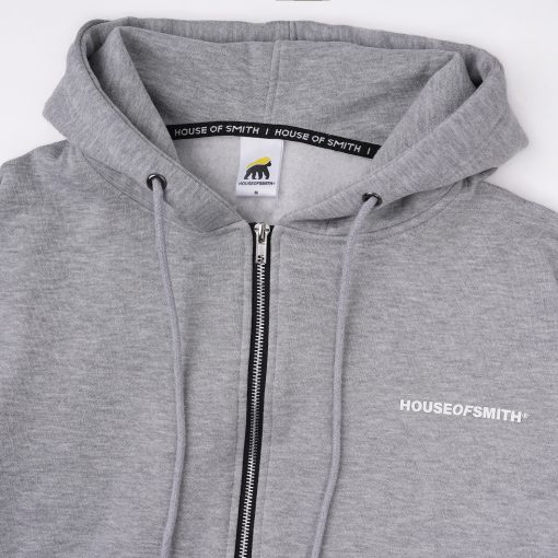 House of Smith Sweater Hoodie Boxy Pria - Carmein Hoodie Zipper Heather Boxy Grey - Image 3