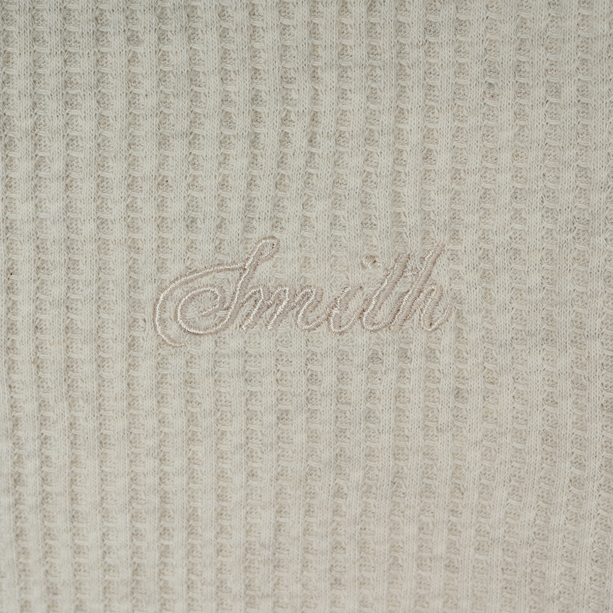 House of Smith Kaos Polo Pria Lengan Panjang - Thermal Waff Oversized Long Sleeve Polo Ivory - Polo Oversized - Image 4