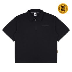 House of Smith Polo Shirt - Origin Halfzip Heavyweight Polo Boxy Black - Polo Halfzip Boxy Pria