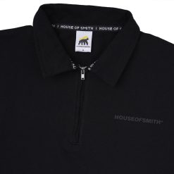 Alternative view of House of Smith Polo Shirt - Origin Halfzip Heavyweight Polo Boxy Black - Polo Halfzip Boxy Pria