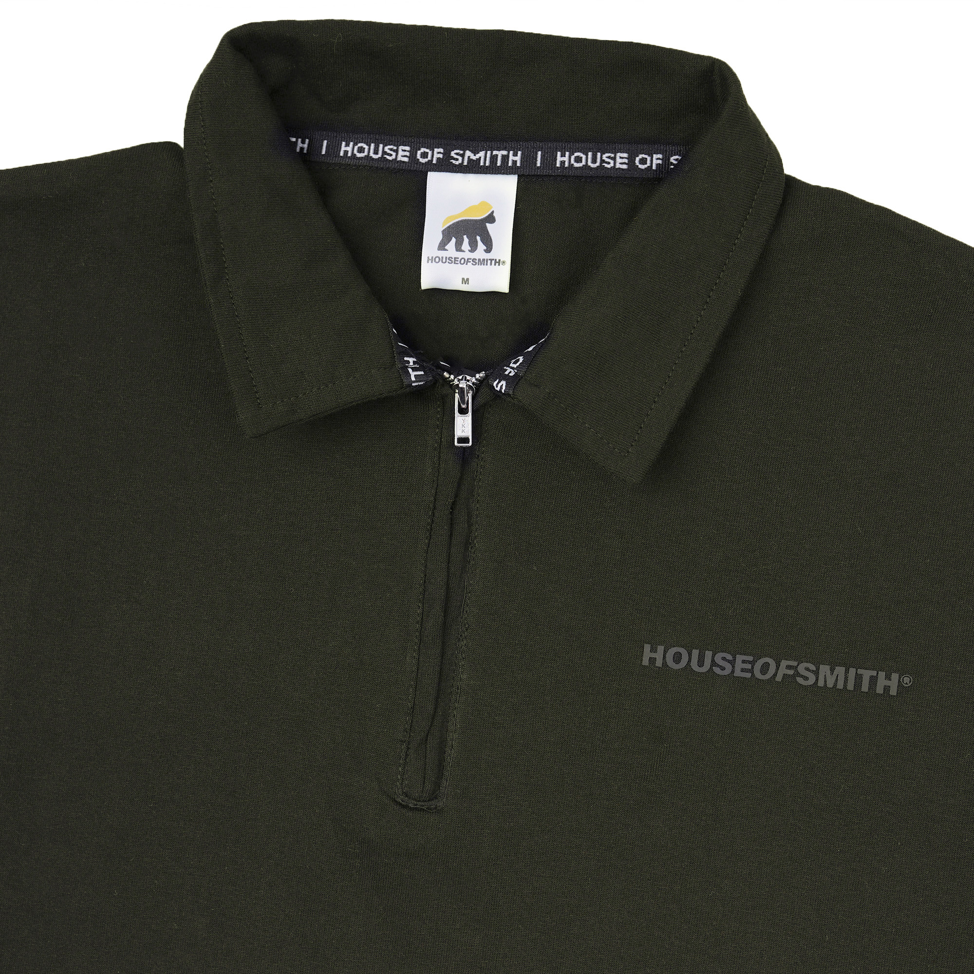 House of Smith Polo Shirt - Origin Halfzip Heavyweight Polo Boxy Army - Polo Halfzip Boxy Pria - Image 2
