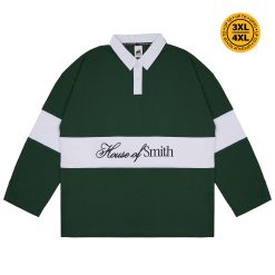 House of Smith Kaos Polo Pria Lengan Panjang - Clark Oversized Polo Shirt Long Sleeve Green - Polo Oversized