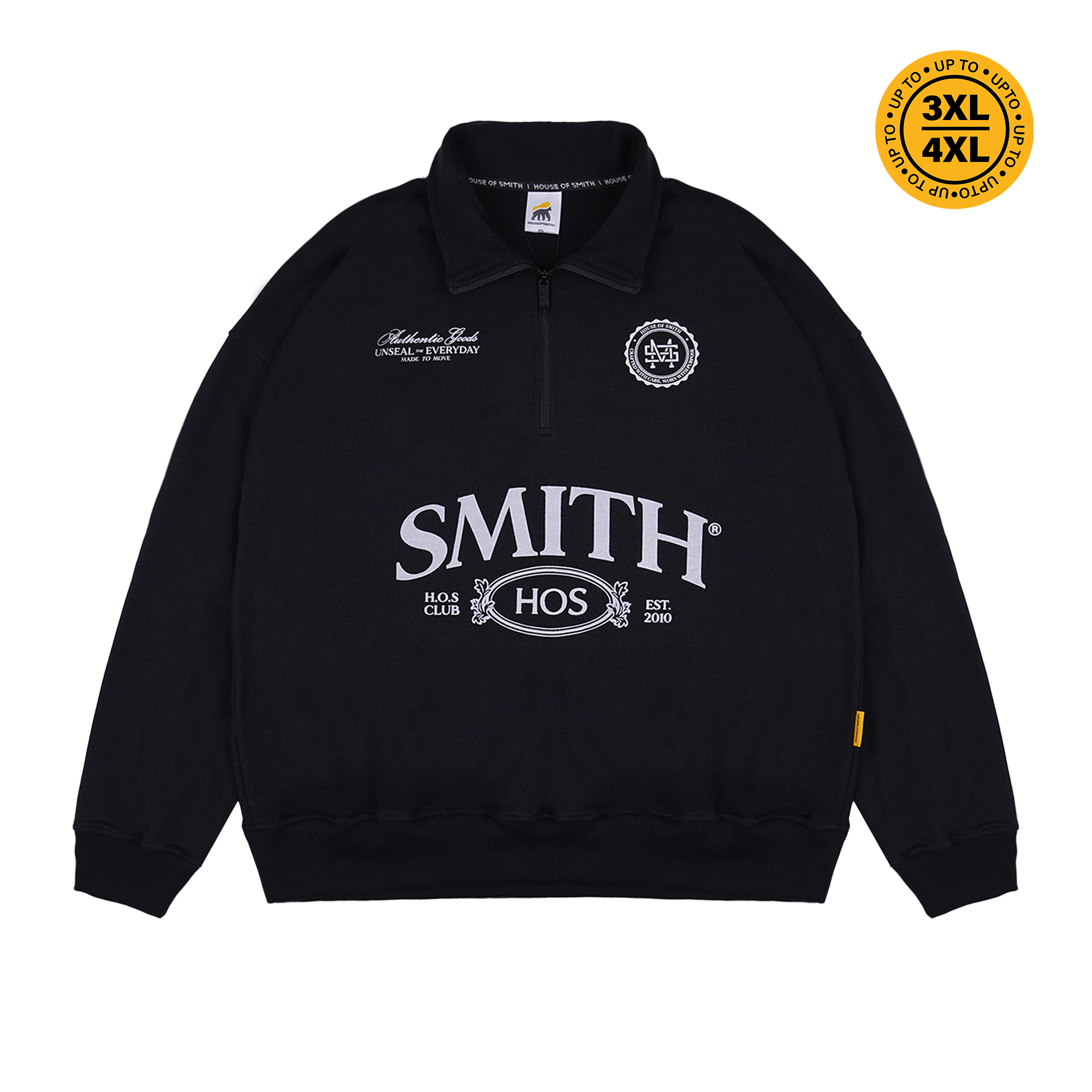 House of Smith Sweater Pria - Wade Halfzip Oversized Black - Halfzip Oversize