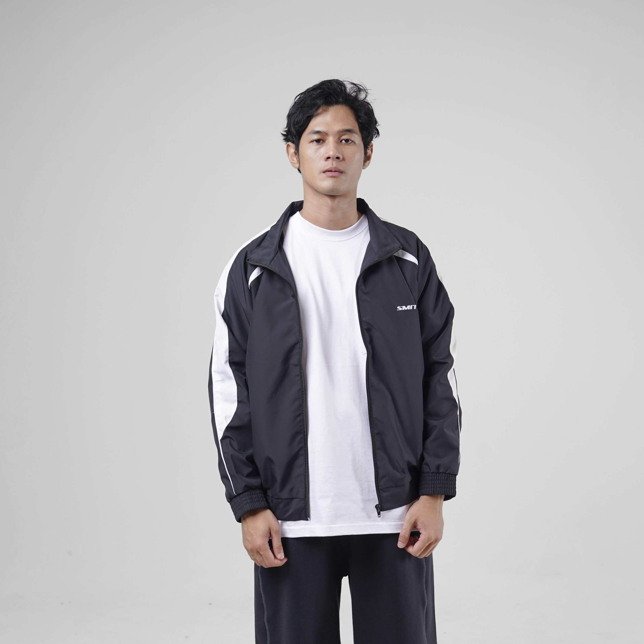 House of Smith Jaket Tracktop Pria - Creleon Track Black N White - Jacket - Image 5