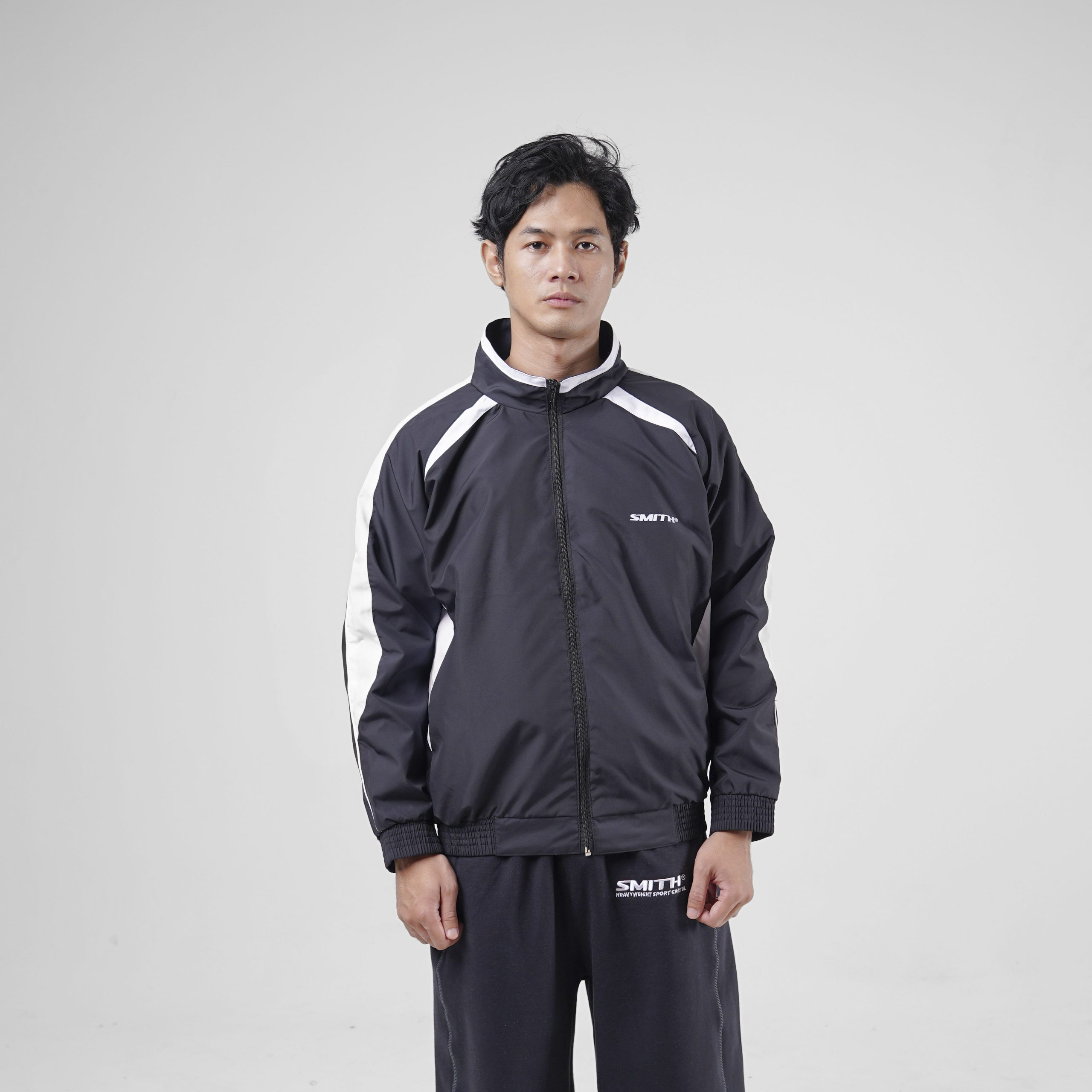 House of Smith Jaket Tracktop Pria - Creleon Track Black N White - Jacket - Image 4