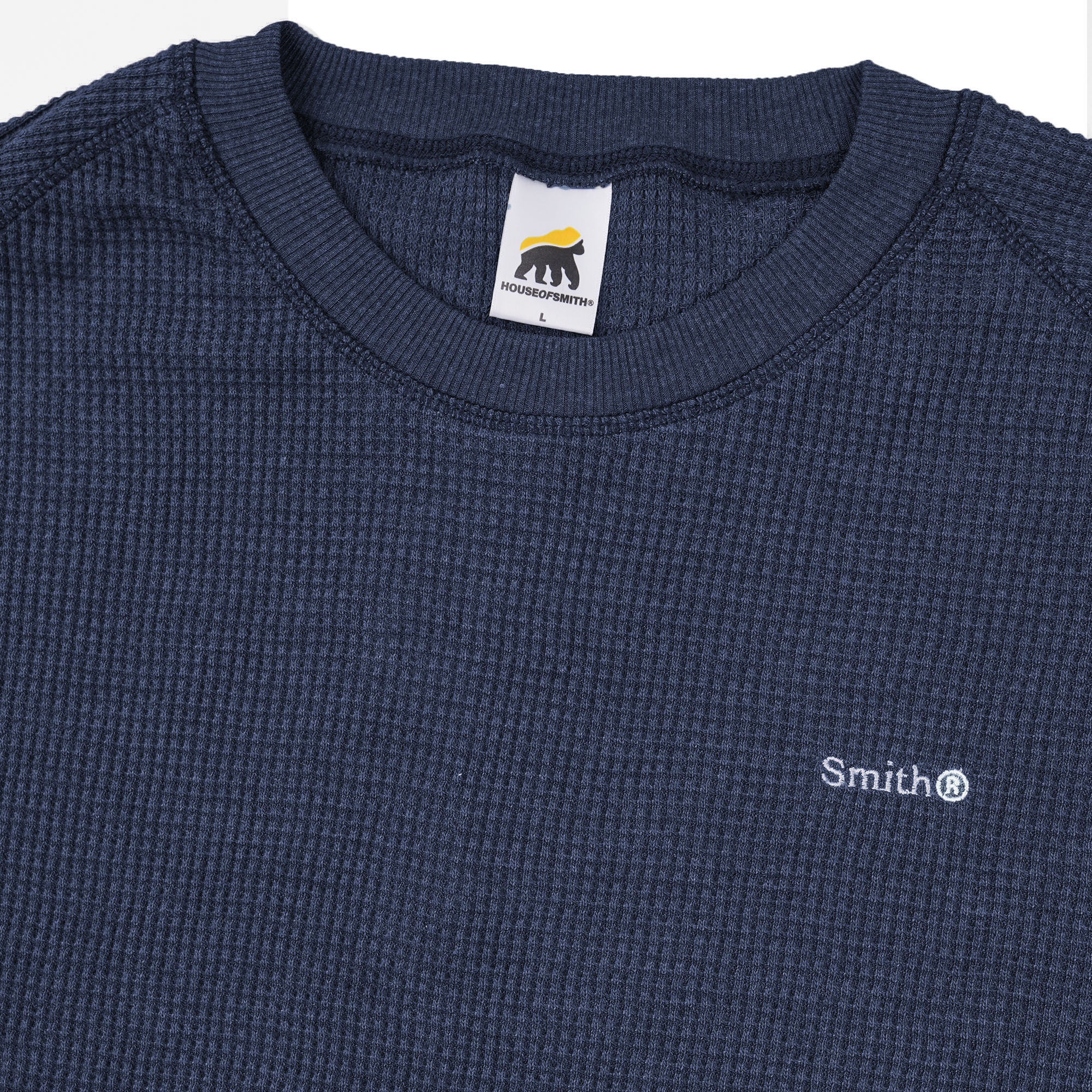 House of Smith Kaos Pria Lengan Panjang - Therma Waffle Knit Boxy Ls Navy - Long Sleeve Boxy - Image 3