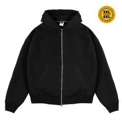 House of Smith Sweater Hoodie Boxy Pria - Prime Heavyweight Double Zipper Boxy Hoodie Black