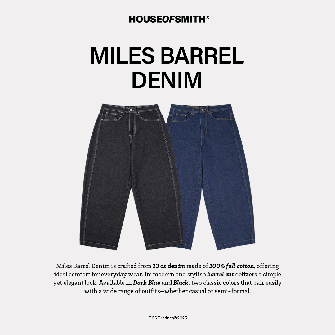 House of Smith Celana Denim Pria - Miles Barrel Denim - Barrel Denim Pants
