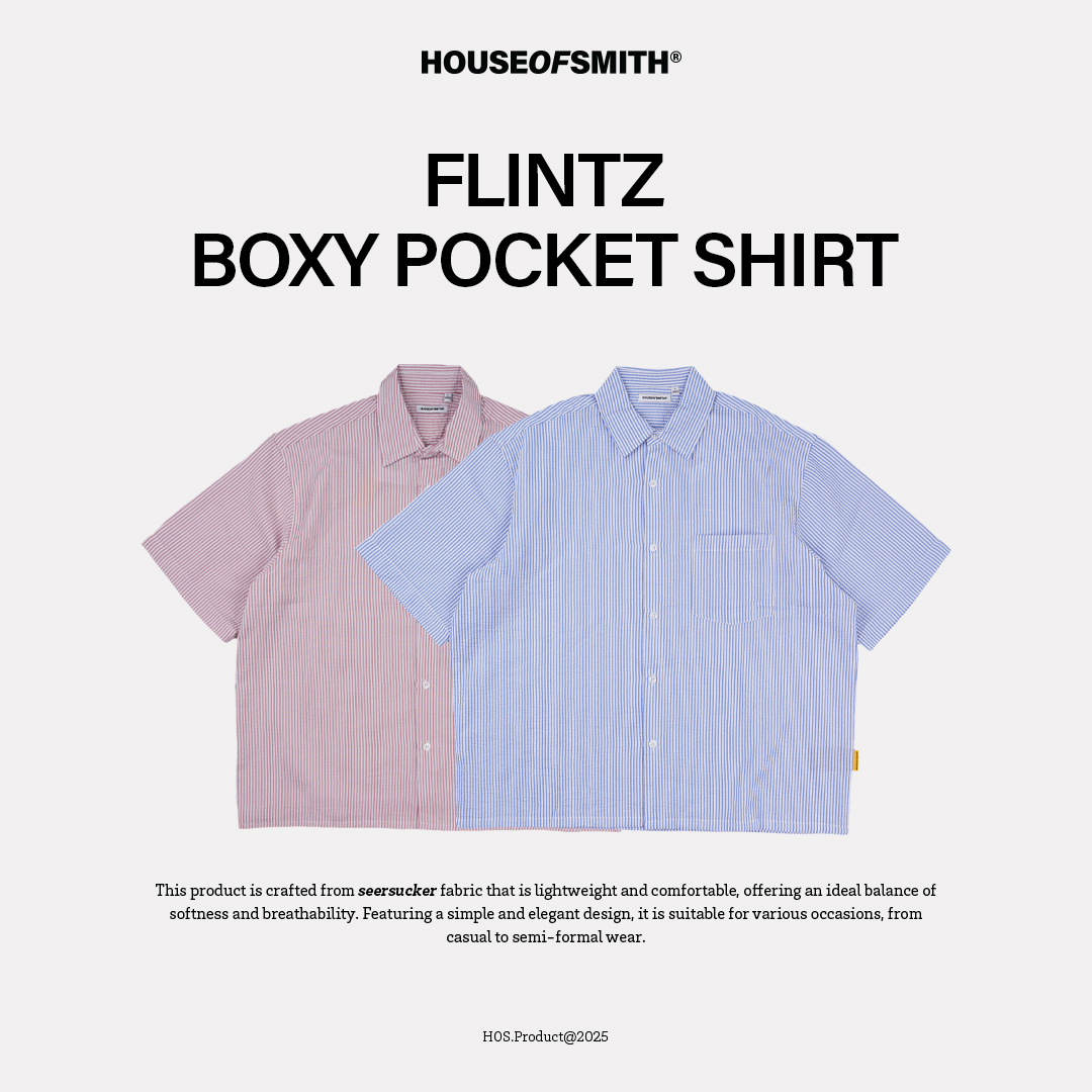 House of Smith Kemeja Boxy Pria - Flintz Boxy Pocket Shirt - Boxy Shirt