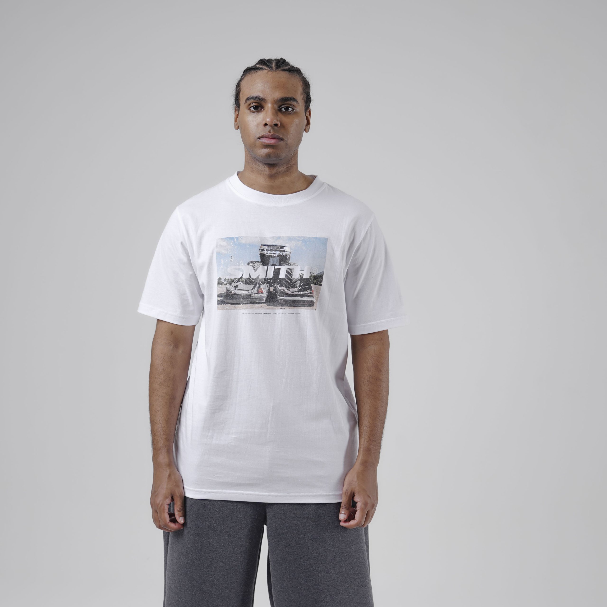 House of Smith Kaos Pria Lengan Pendek - Wreckage Tshirt White - T Shirt - Image 3