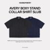 House of Smith Kemeja Boxy Pria - Avery Boxy Stand Collar Shirt Slub - Boxy Shirt