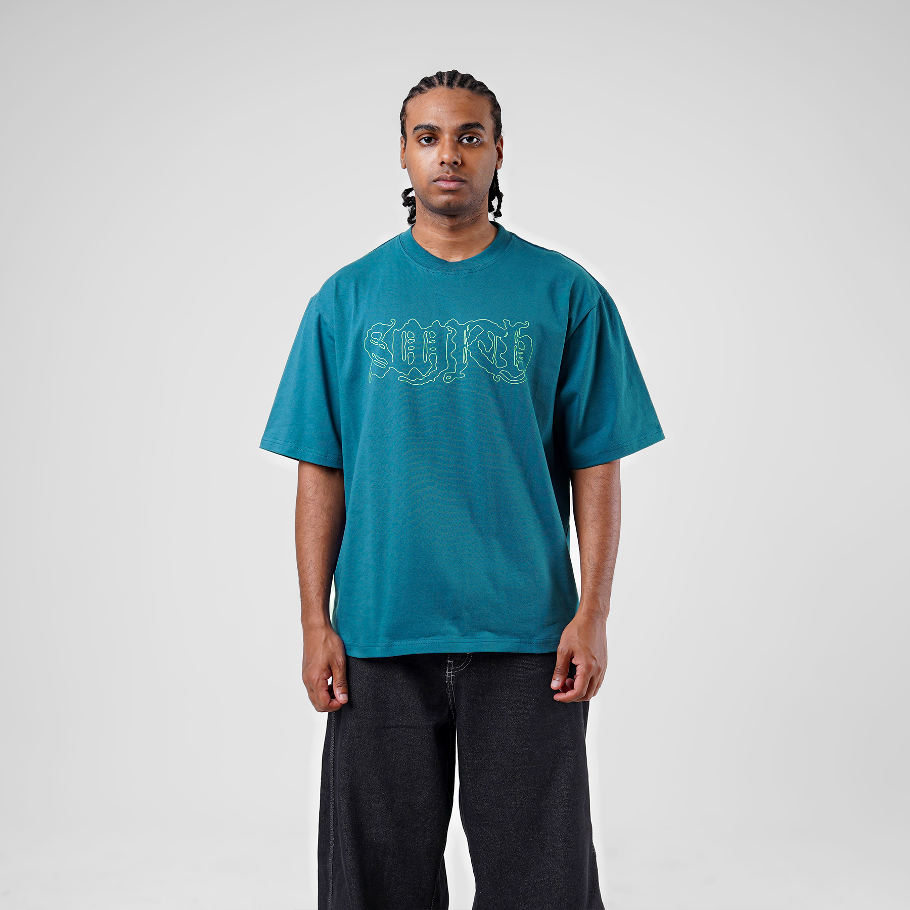 House of Smith Kaos Oversize Pria - Black Letter Oversized Moon Blue - Oversize T Shirt - Image 3