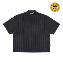 House of Smith Kemeja Boxy Pria - Avery Boxy Stand Collar Shirt Slub - Boxy Shirt