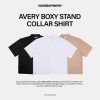 House of Smith Kemeja Boxy Pria - Avery Boxy Stand Collar Shirt - Boxy Shirt