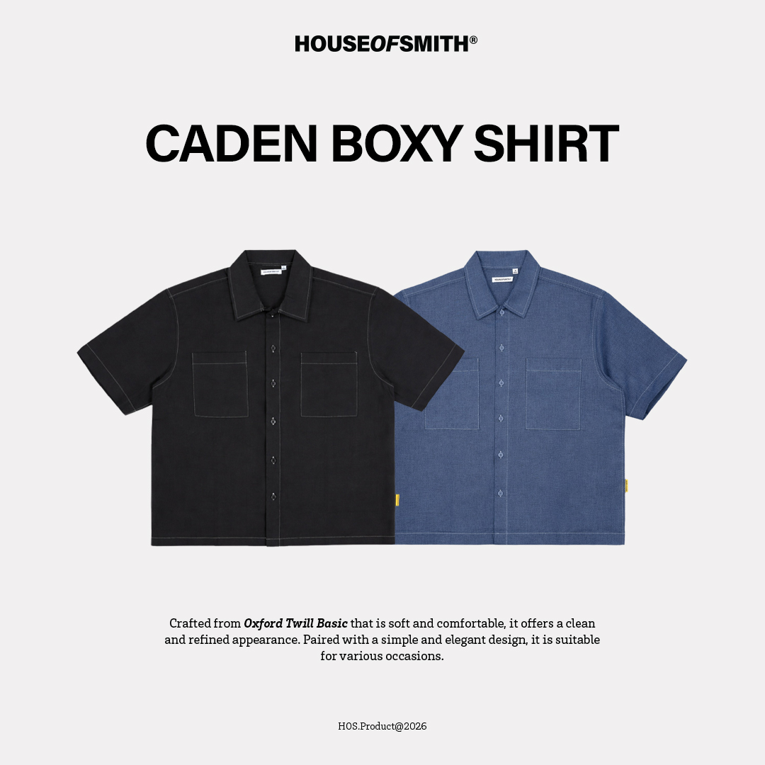 House of Smith Kemeja Boxy Pria - Caden Boxy Shirt - Boxy Shirt