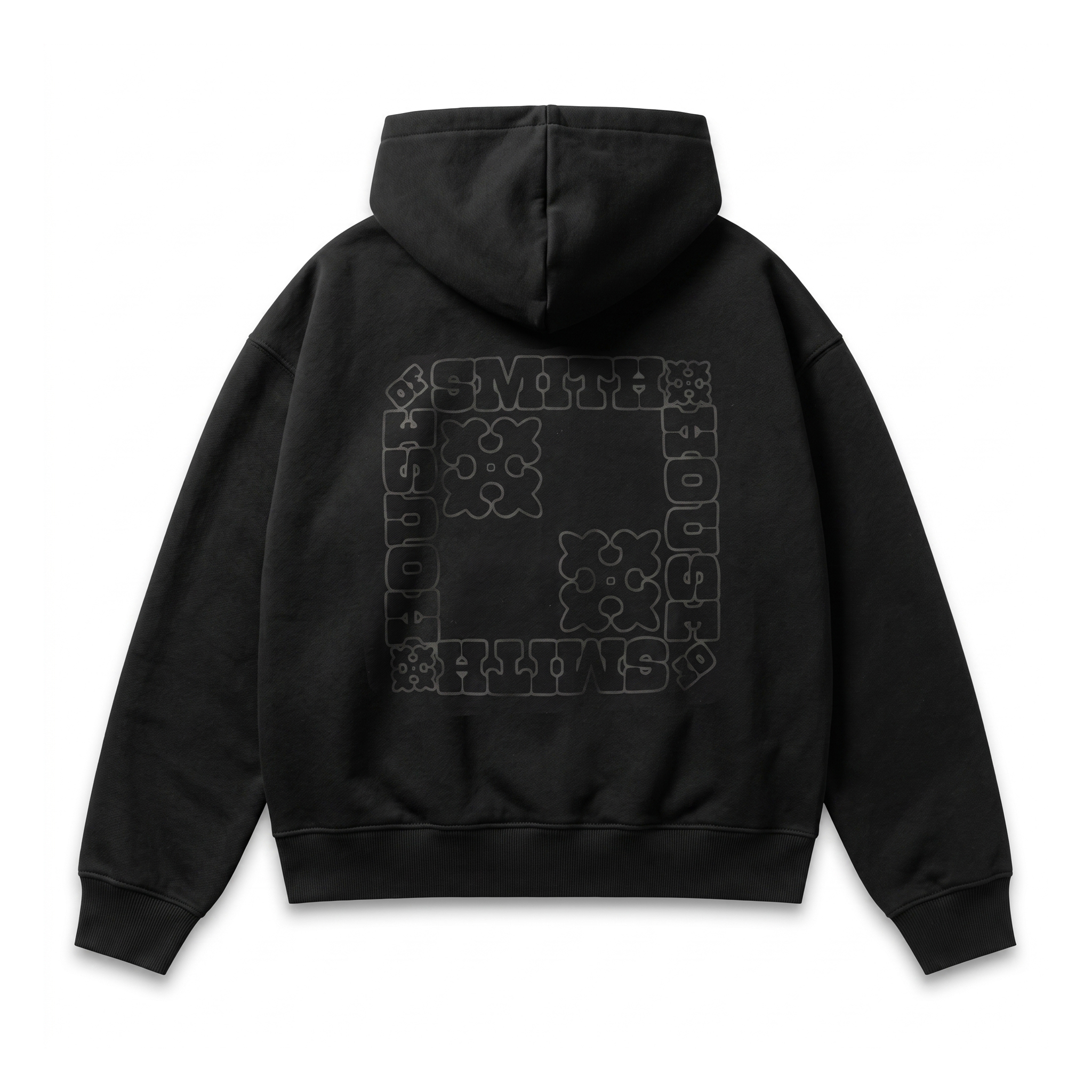 House of Smith Sweater Hoodie Boxy Pria - Deco Zipper Boxy Hoodie Black - Image 2