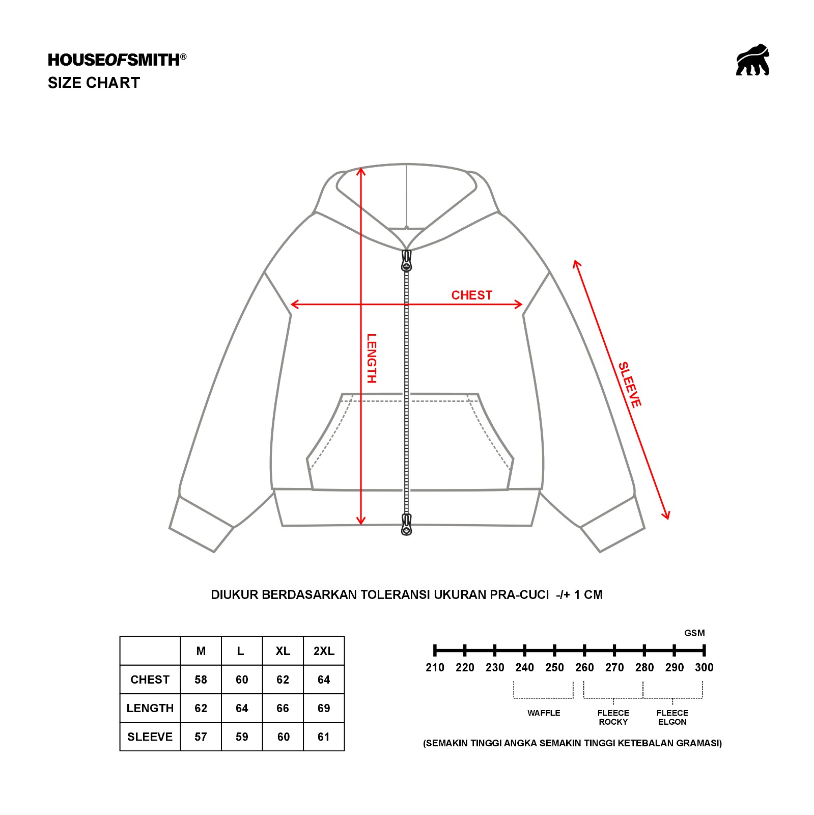 House of Smith Sweater Hoodie Boxy Pria - Deco Zipper Boxy Hoodie Black - Image 5