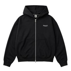 House of Smith Sweater Hoodie Boxy Pria - Coria Zipper Boxy Hoodie Black
