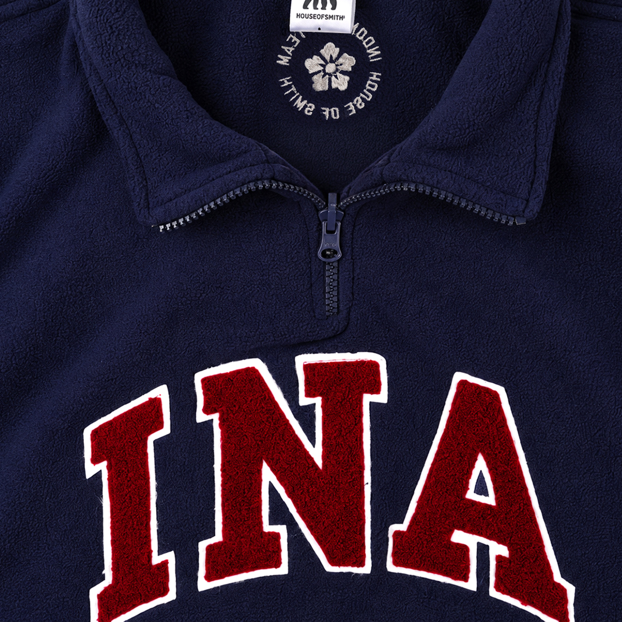 House of Smith Jacket Pria - 45 Collegiate Quarter Jacket Navy - Halfzip - Image 3